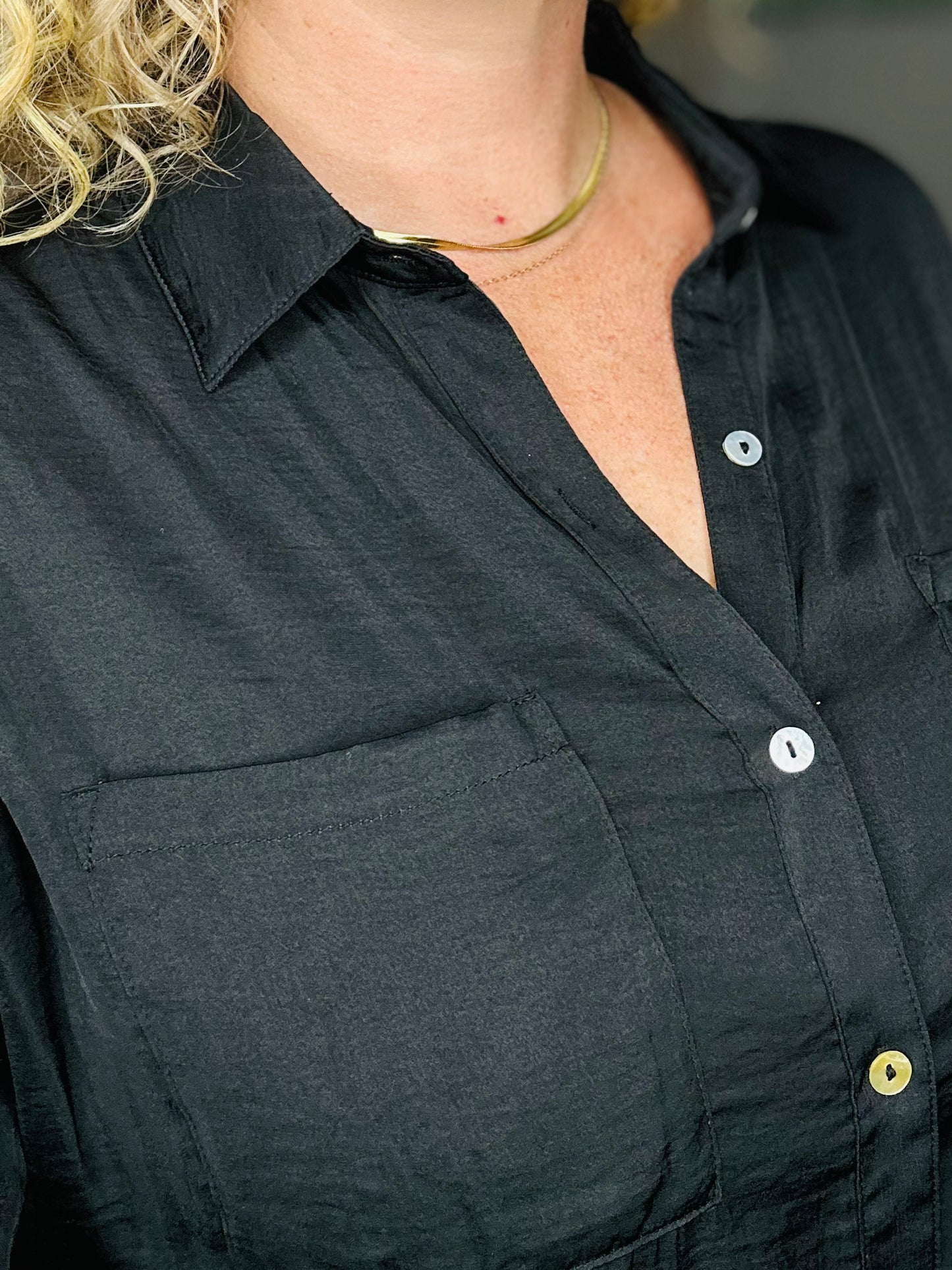 Lainey Sateen Button Down Top