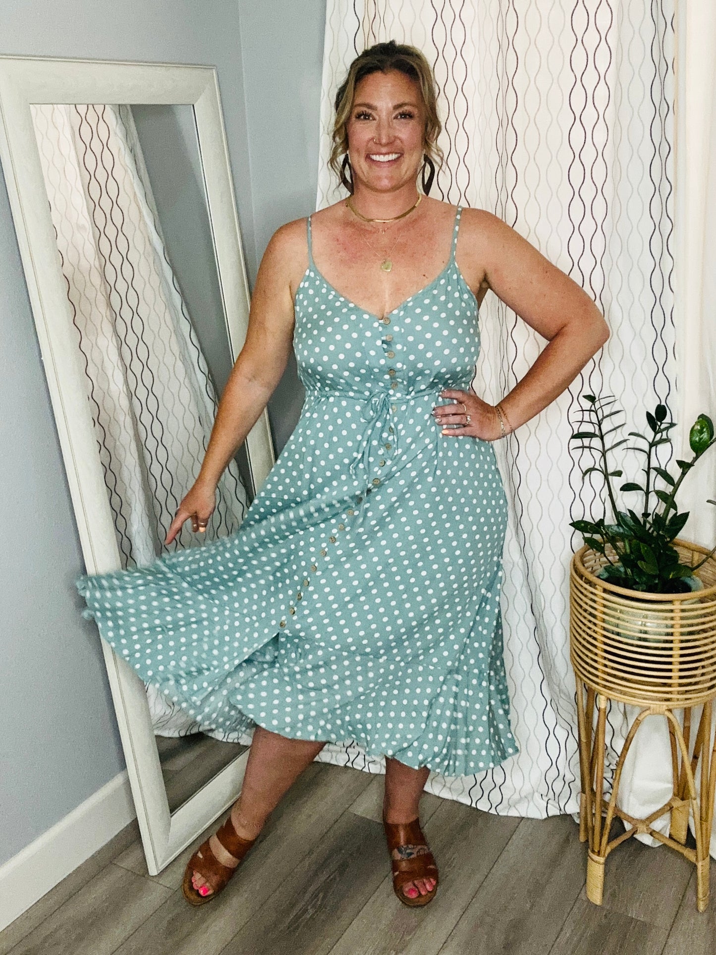 Colleen Button Front Midi Dress