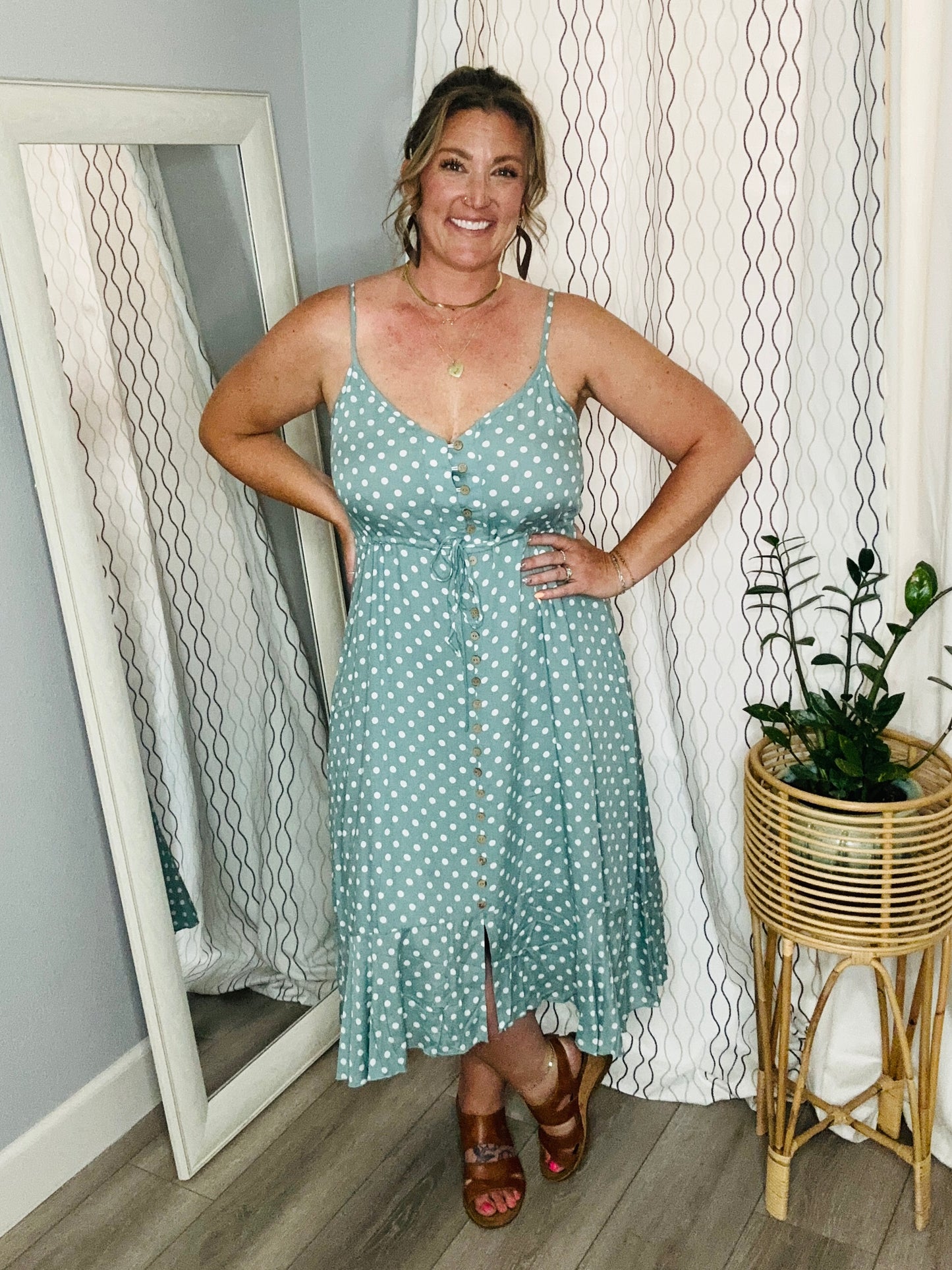 Colleen Button Front Midi Dress
