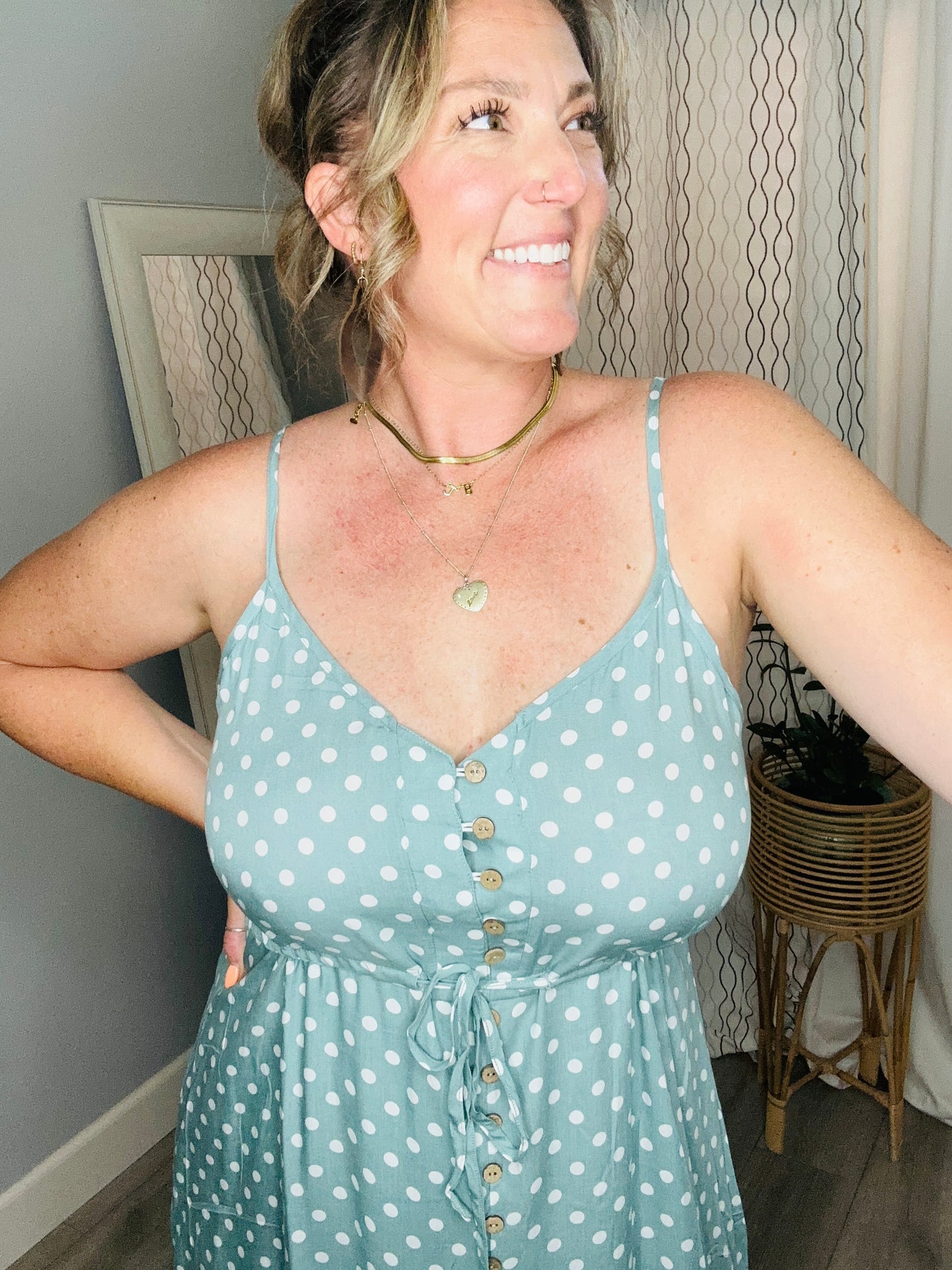 Colleen Button Front Midi Dress