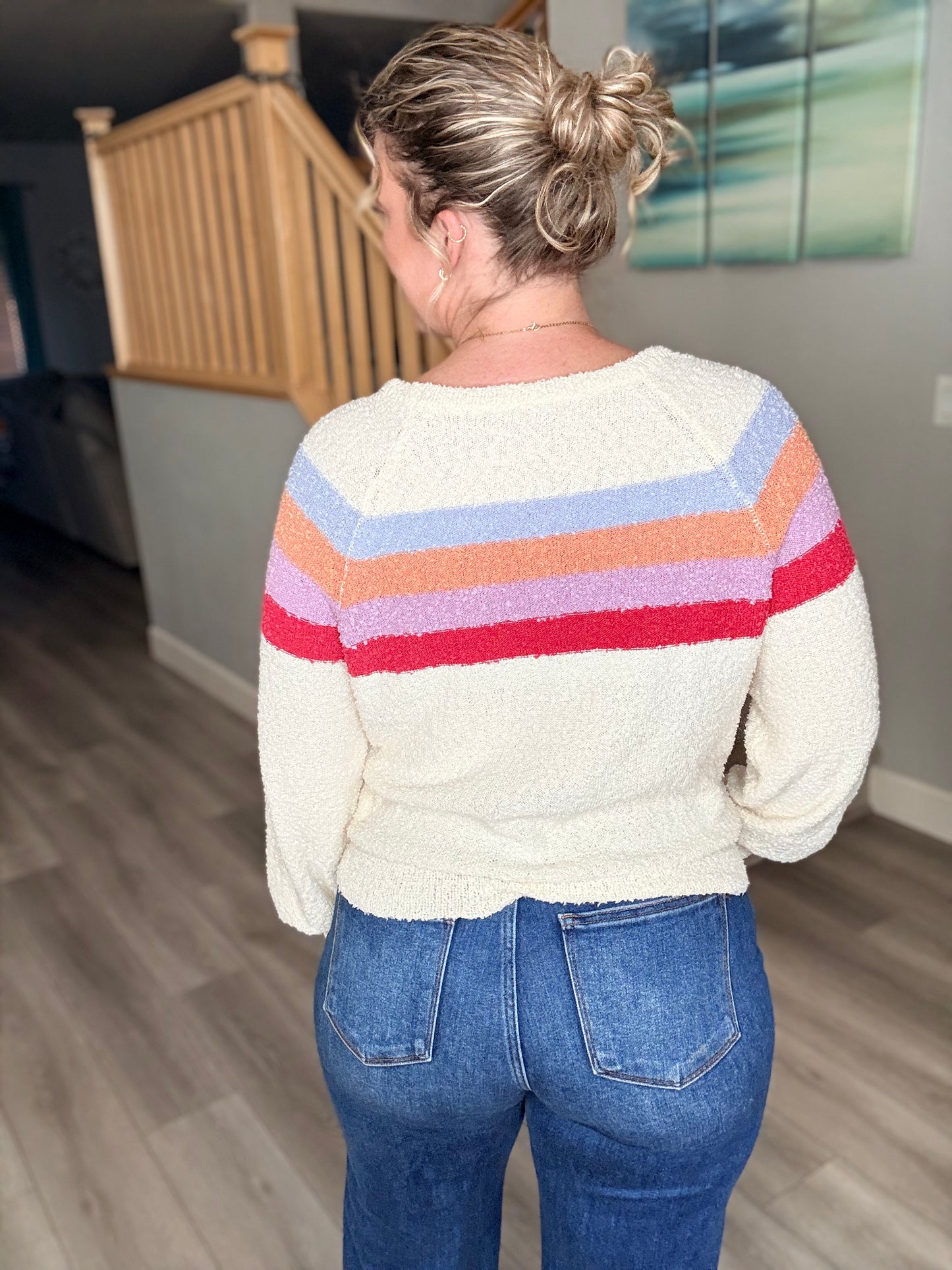 Leah Retro Striped Knit Sweater