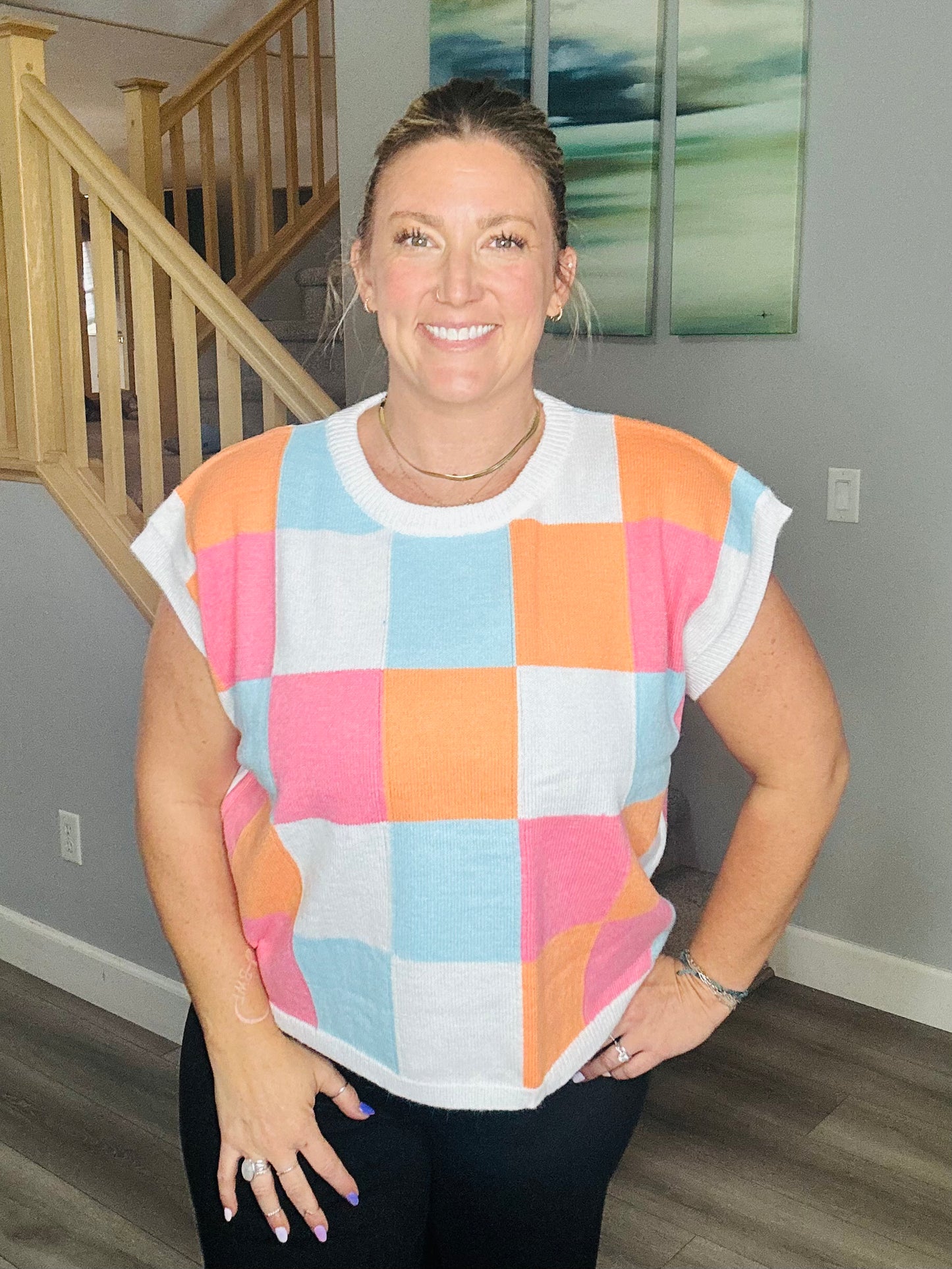 Josie Checkered Sweater Vest