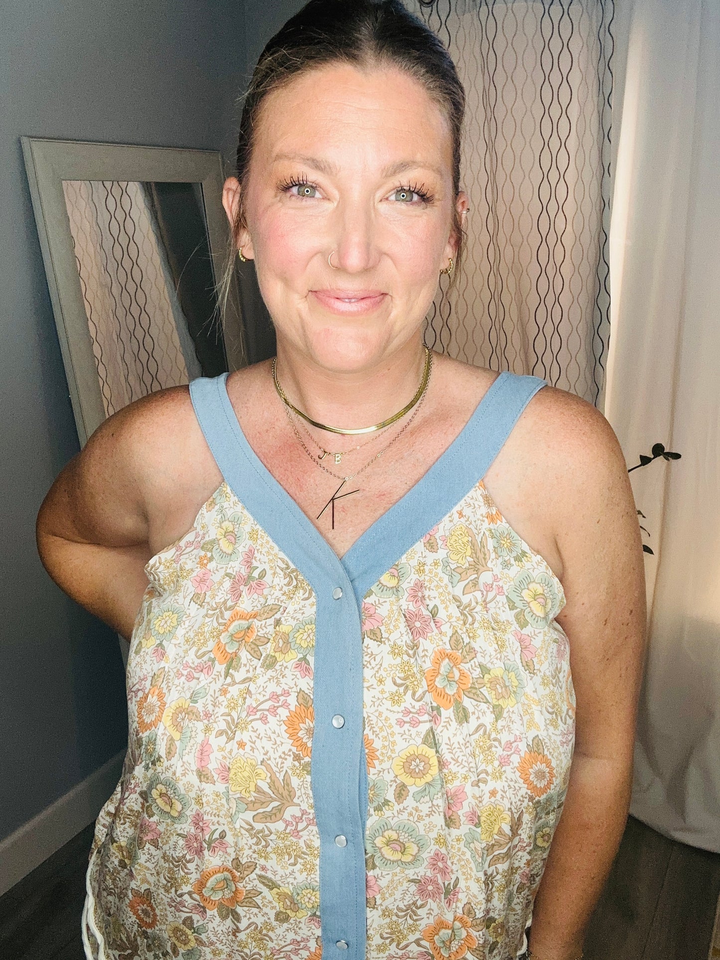Celia Denim & Floral Maxi Drezs
