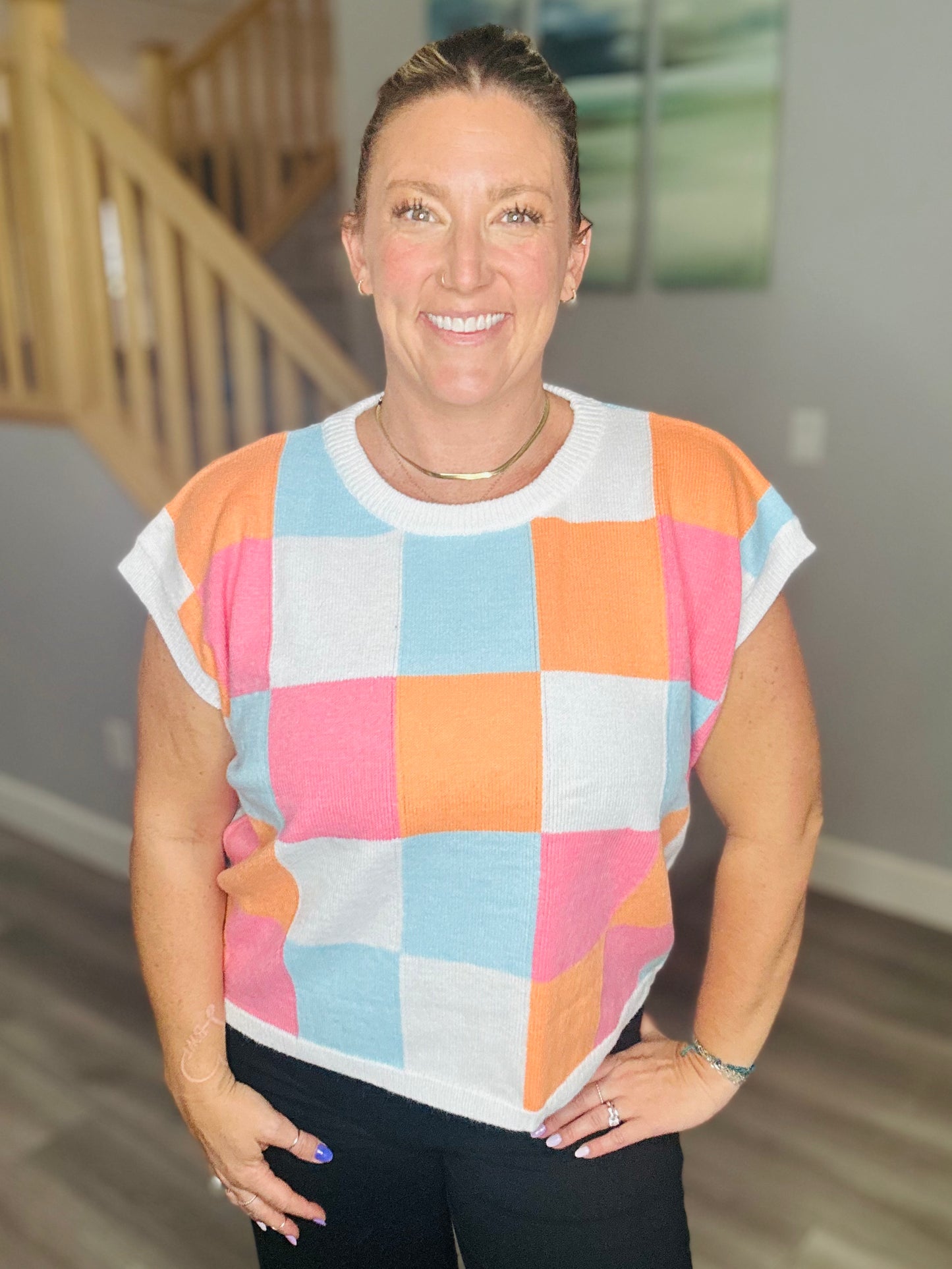 Josie Checkered Sweater Vest