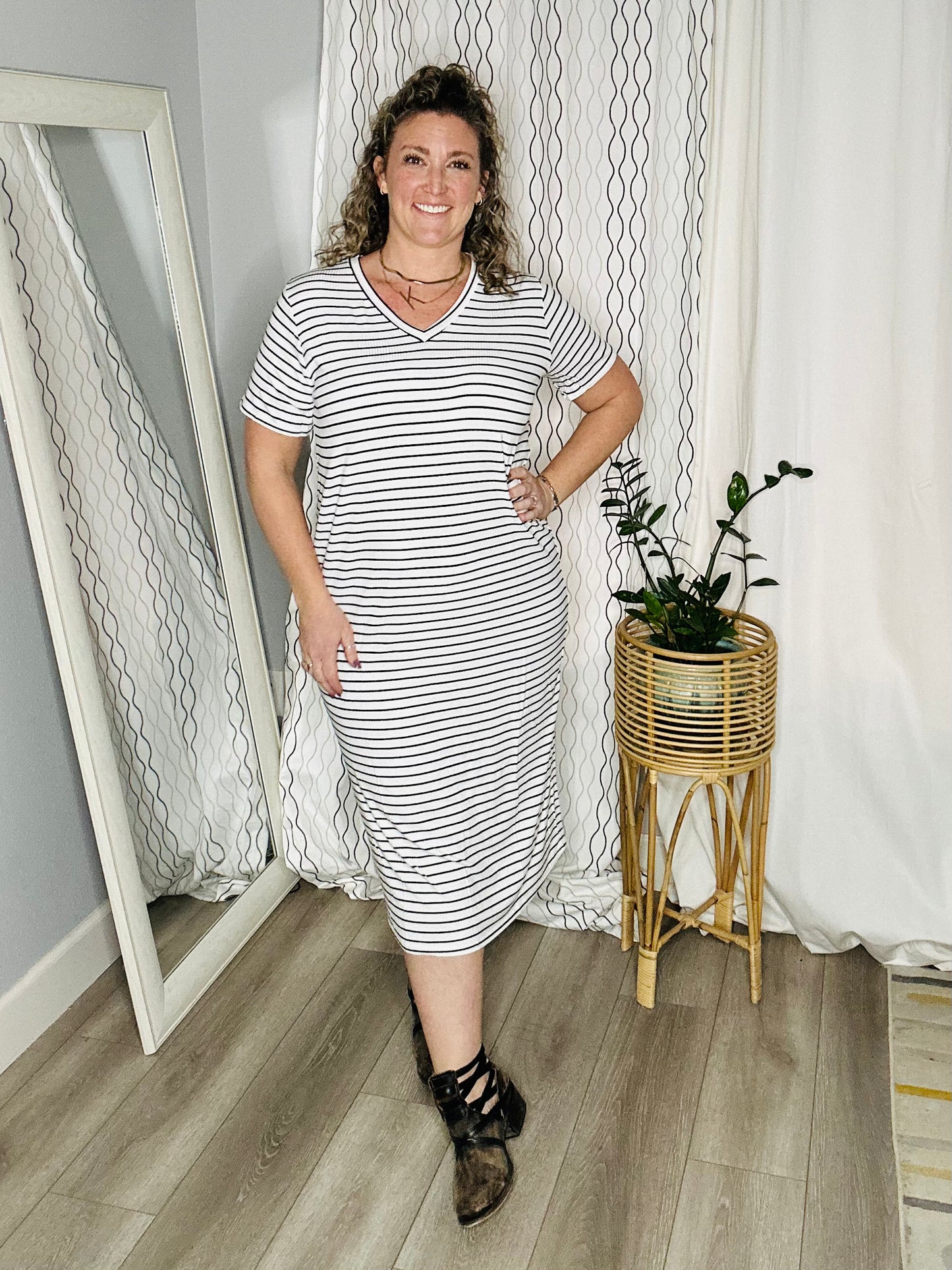 Camila Striped Midi Shirt Dress
