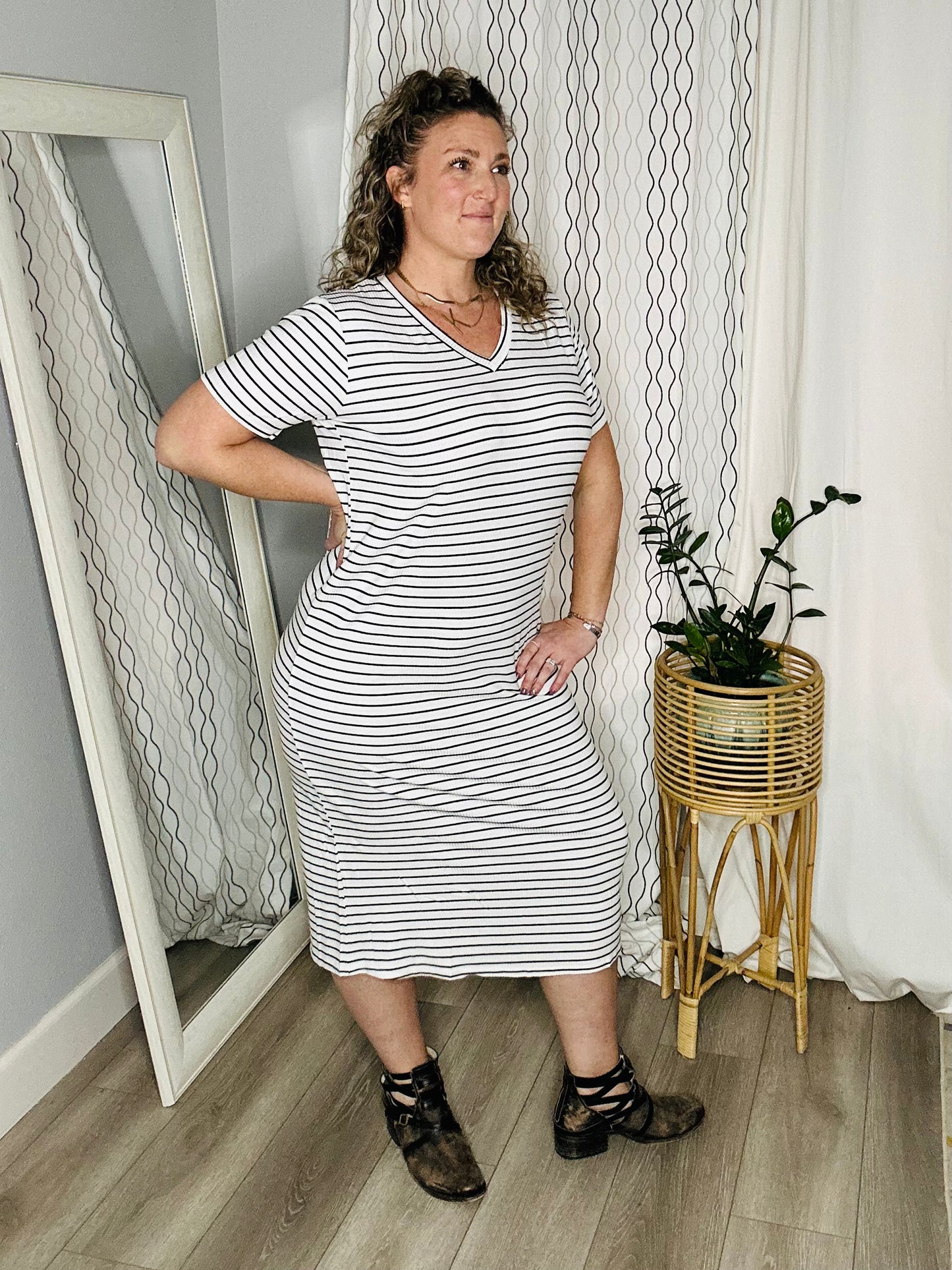 Camila Striped Midi Shirt Dress