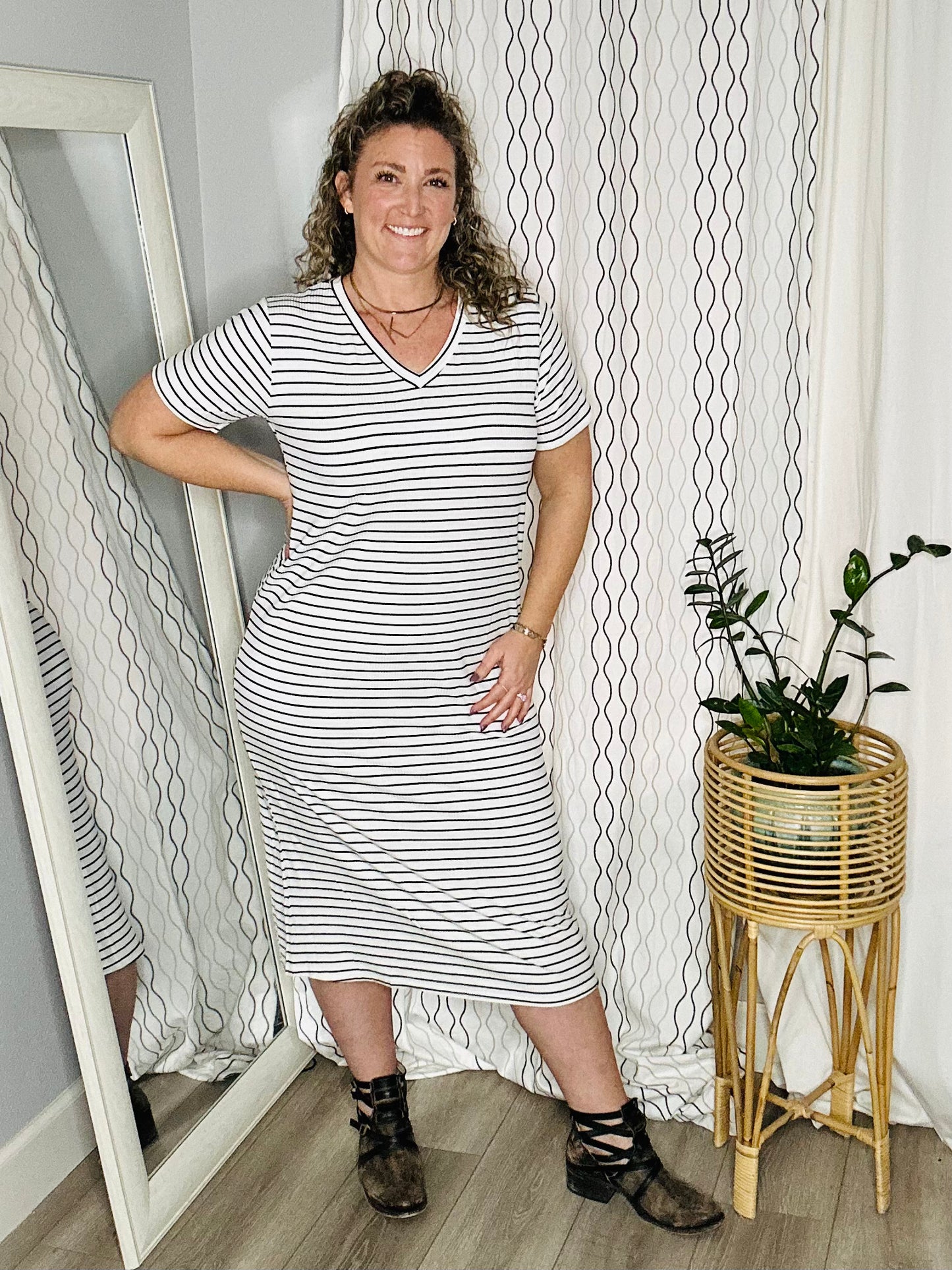 Camila Striped Midi Shirt Dress