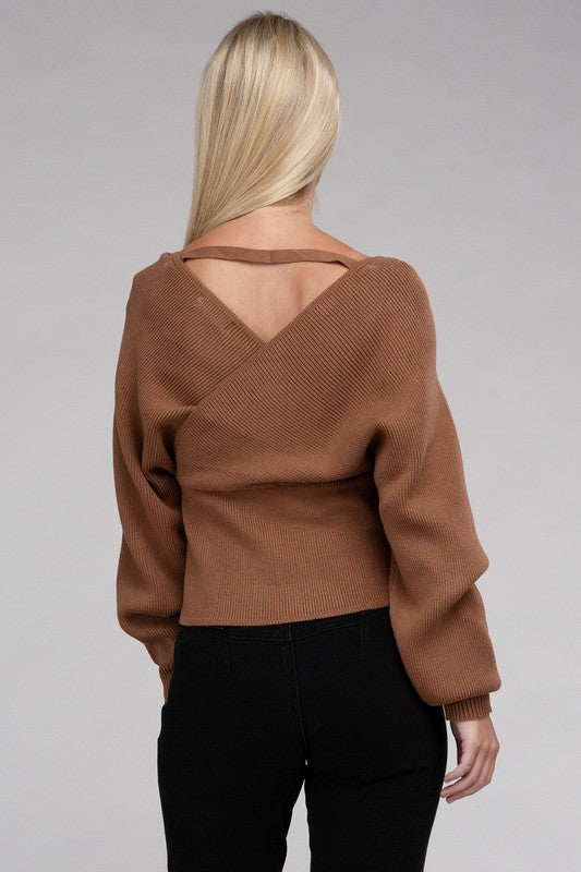 Vanessa Cross Wrap Pullover Sweater