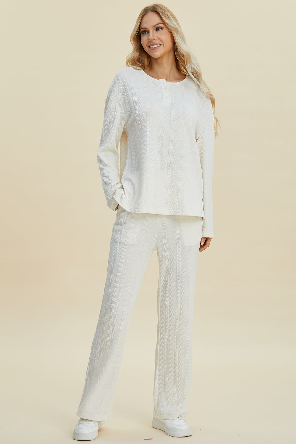 Jeni Cable-Knit Long Sleeve Top and Pants Set