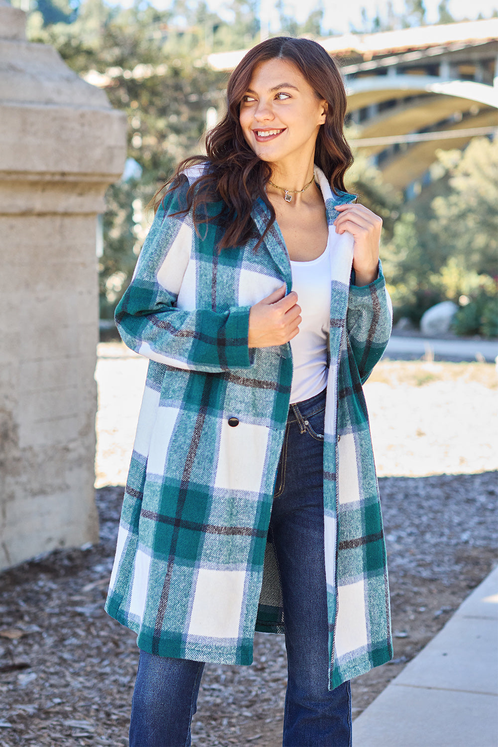 Genessa Plaid Button Up Lapel Collar Coat