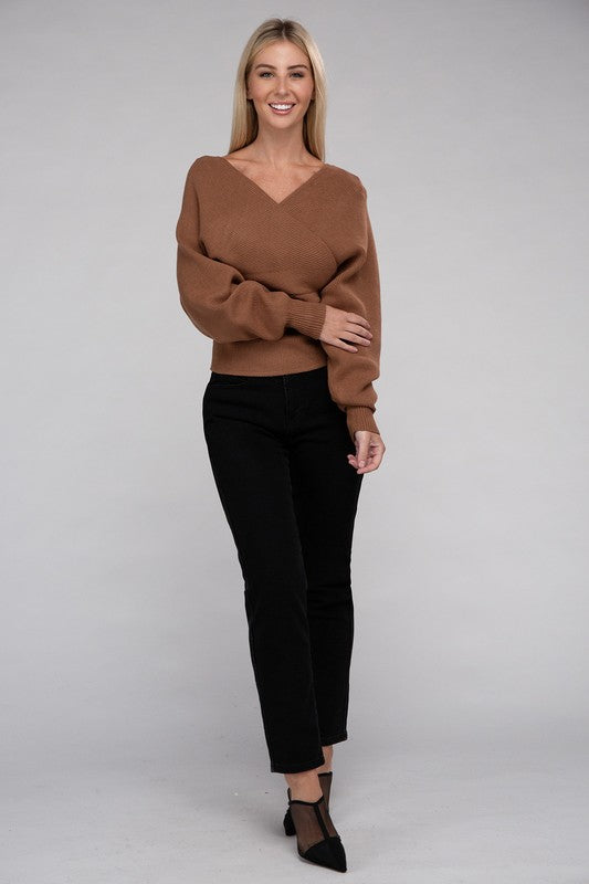 Vanessa Cross Wrap Pullover Sweater
