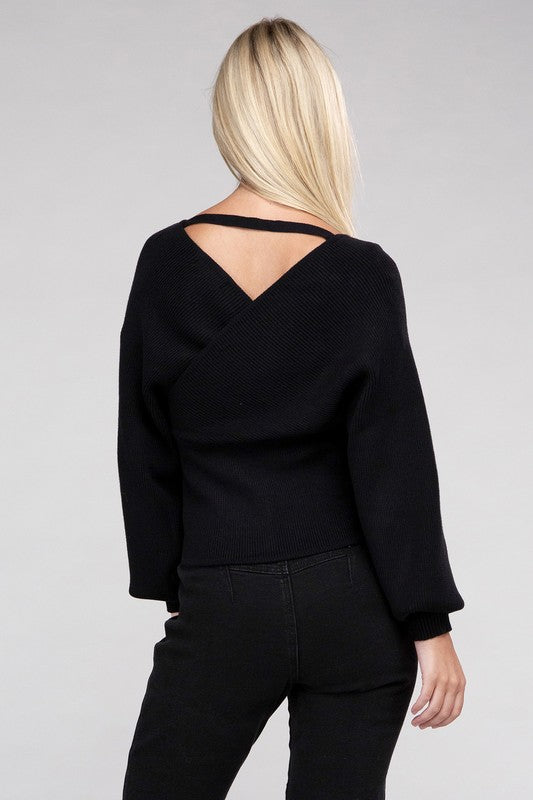 Vanessa Cross Wrap Pullover Sweater