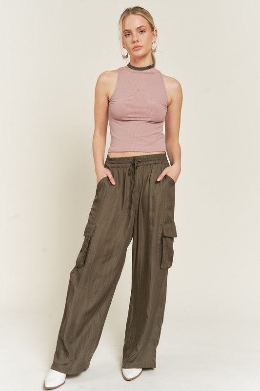 Everly Satin Cargo Pants