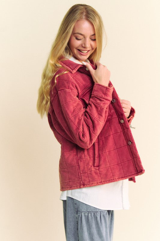 Dani Quilted Button Down Shacket with Chest Pockets