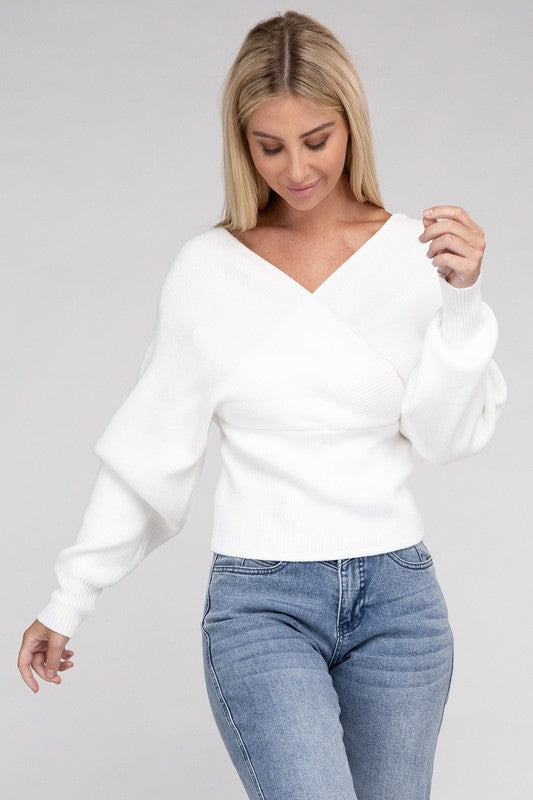 Vanessa Cross Wrap Pullover Sweater