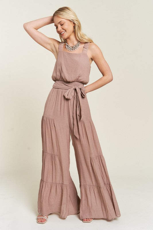 Gabbie ELASTIC STRAP TIERED JUMPSUIT