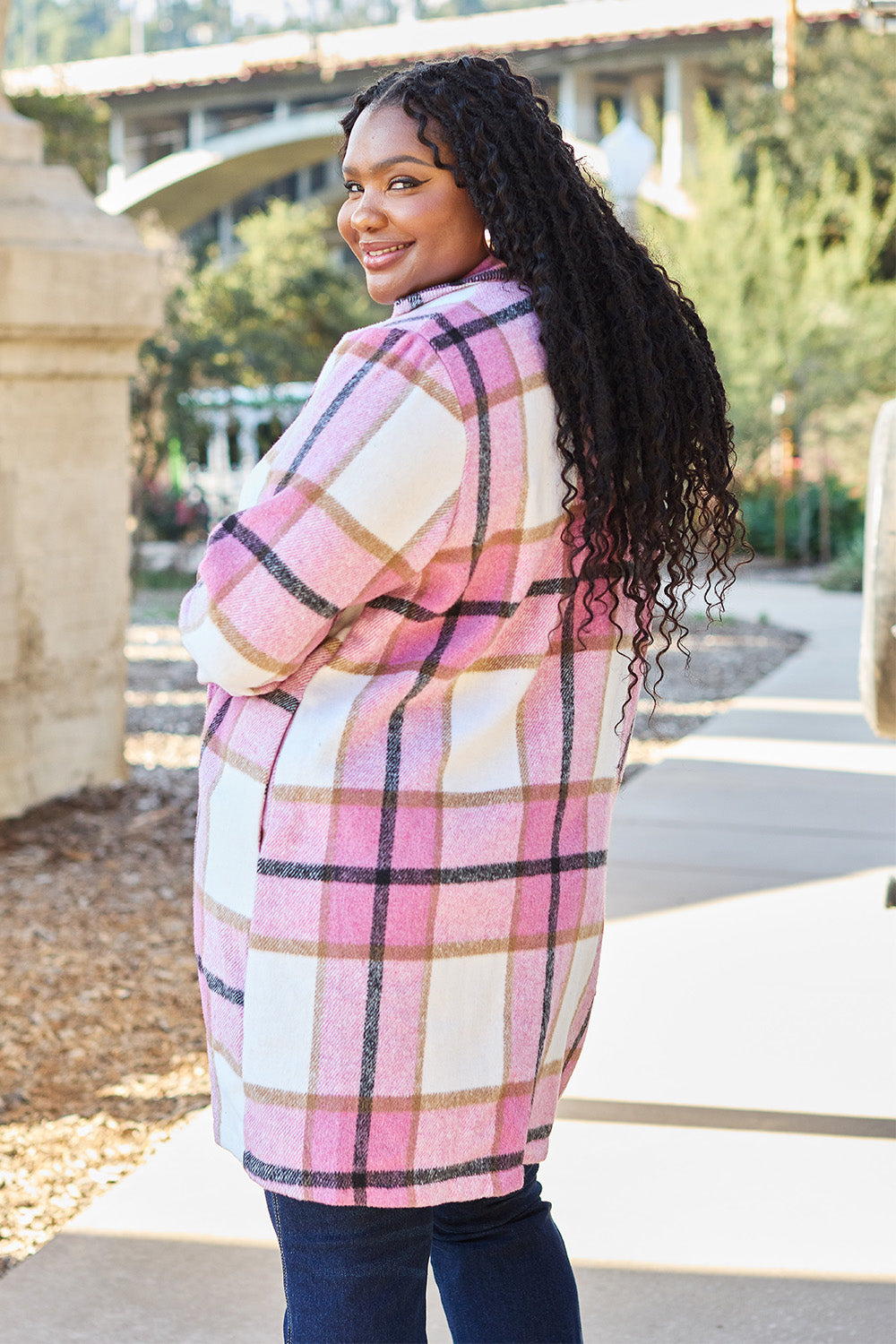 Genessa Plaid Button Up Lapel Collar Coat