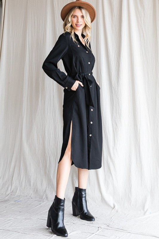 Lucy Button Down Belted Dress (Plus Size)