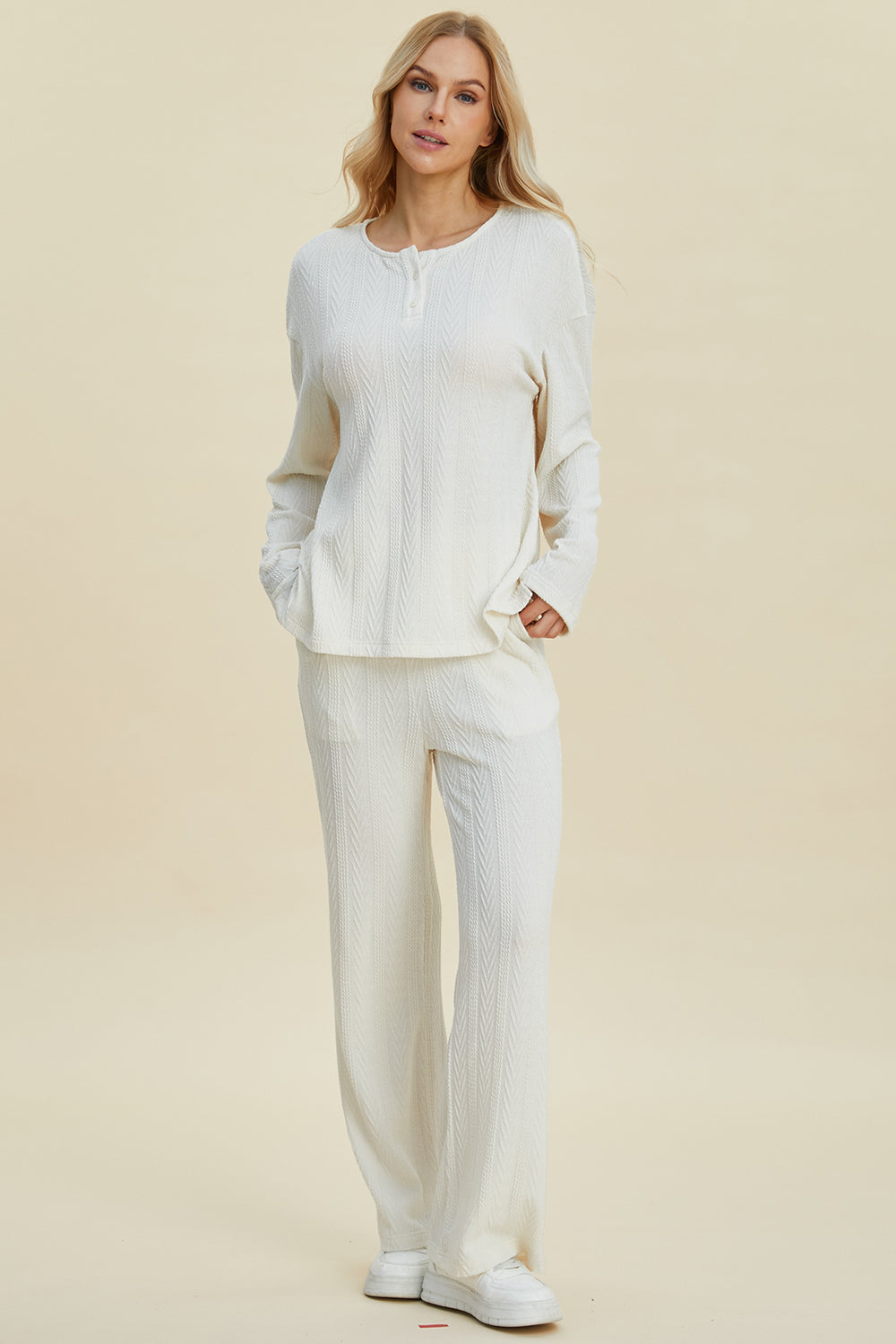 Jeni Cable-Knit Long Sleeve Top and Pants Set