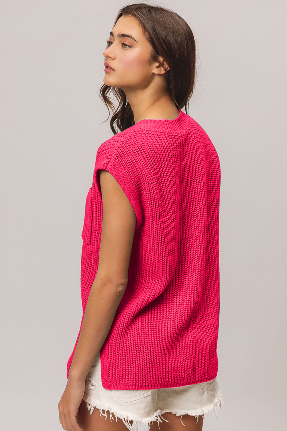 Nayeli Patch Pocket Cap Sleeve Sweater Top