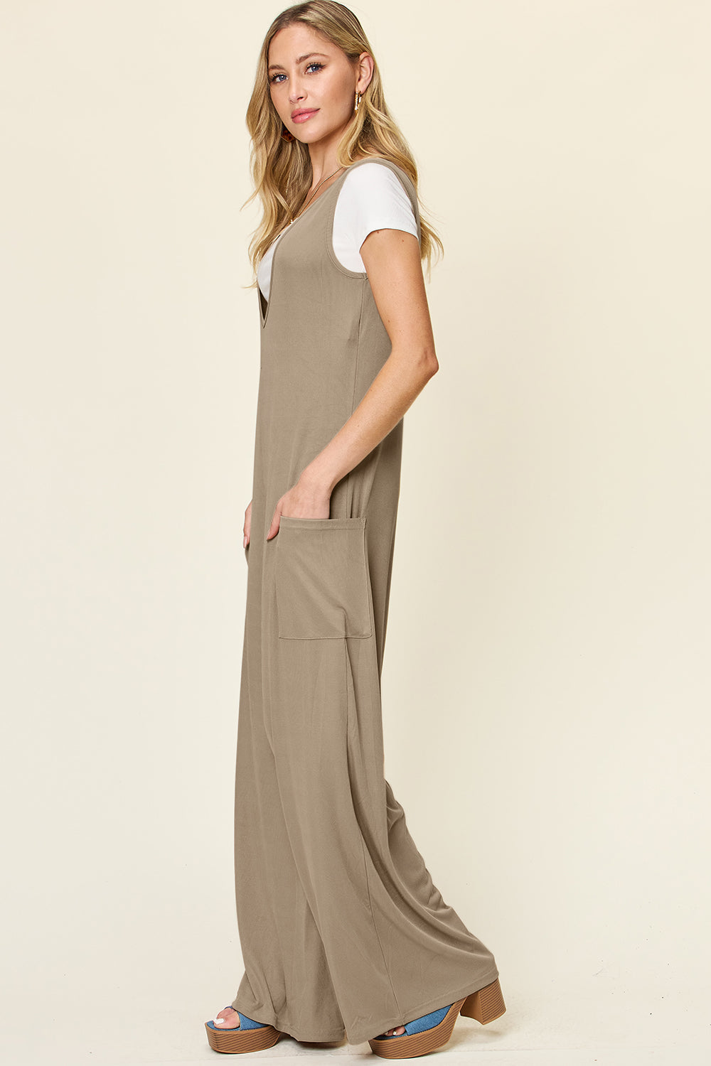 Bailee Sleeveless Wide Leg Jumpsuit with Pockets