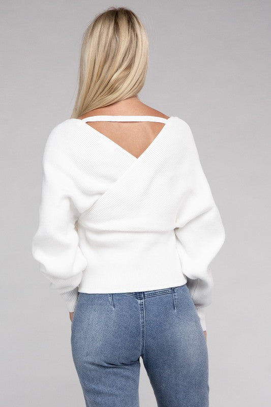 Vanessa Cross Wrap Pullover Sweater