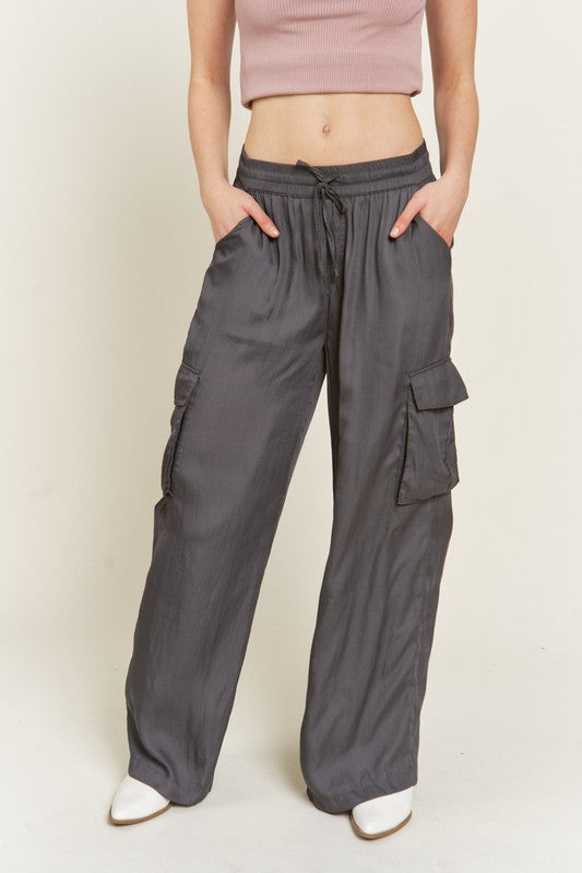 Everly Satin Cargo Pants