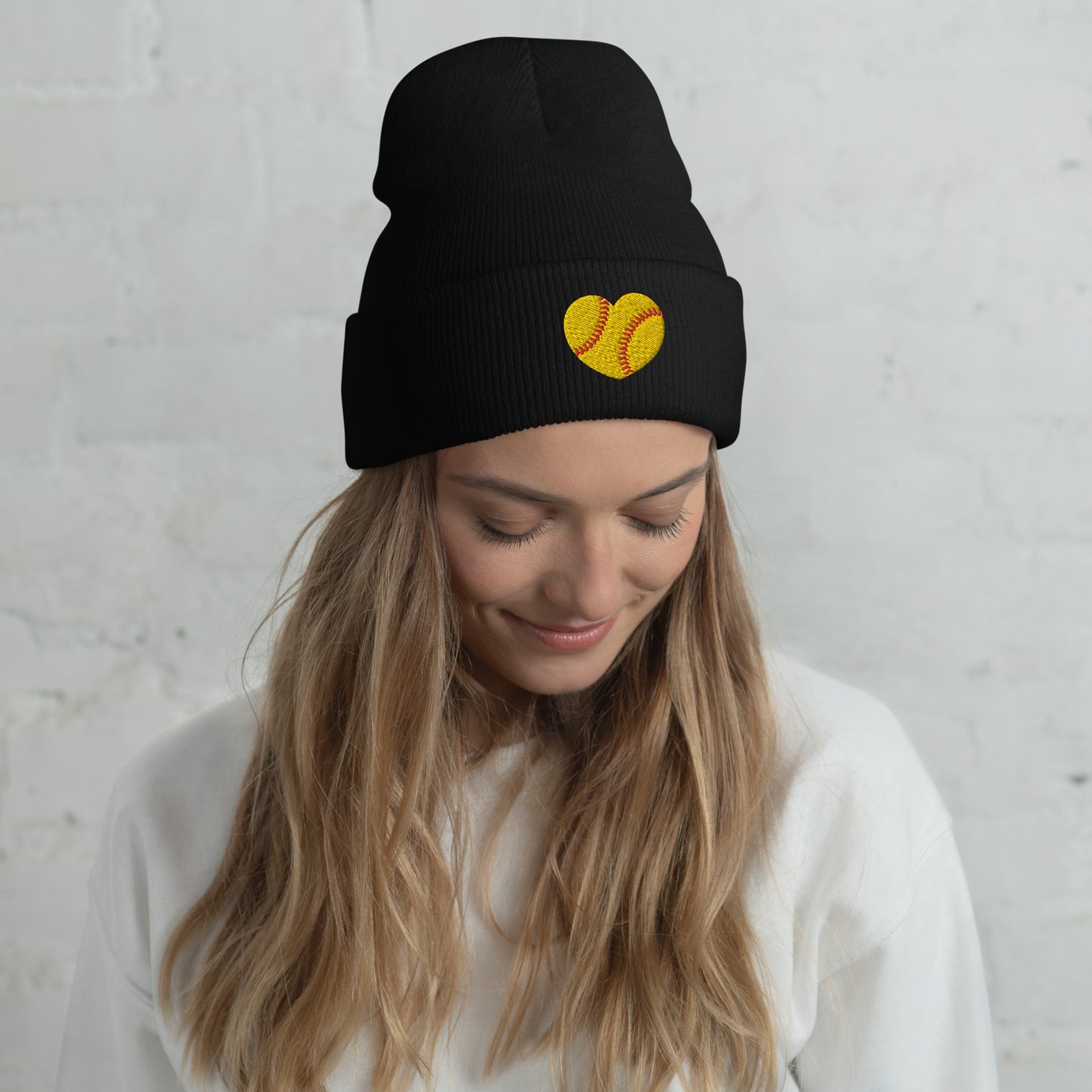 Embroidered Softball Cuffed Beanie