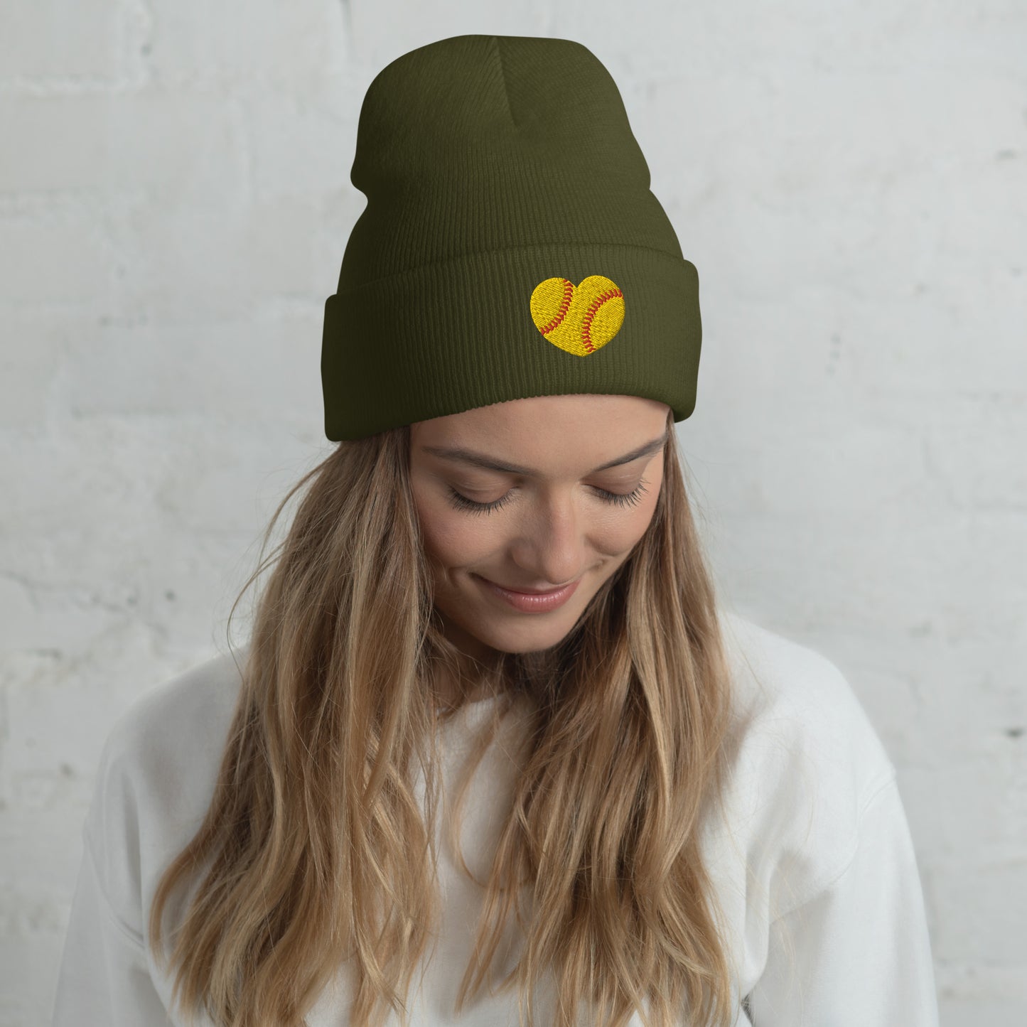 Embroidered Softball Cuffed Beanie