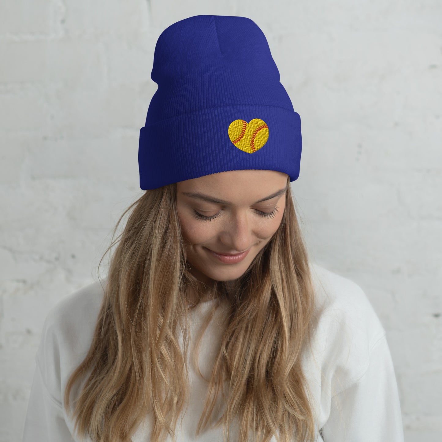 Embroidered Softball Cuffed Beanie
