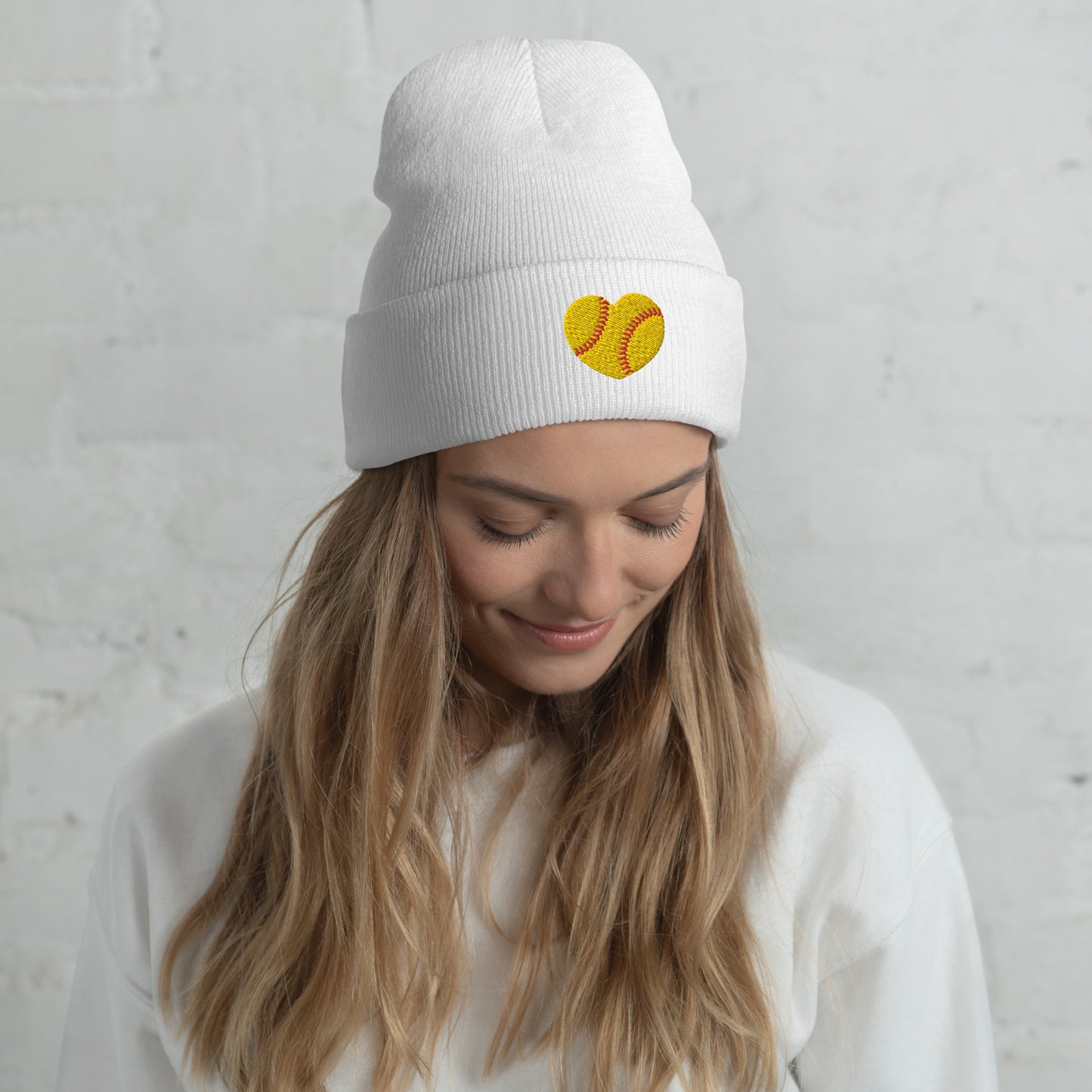 Embroidered Softball Cuffed Beanie