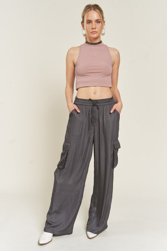 Everly Satin Cargo Pants