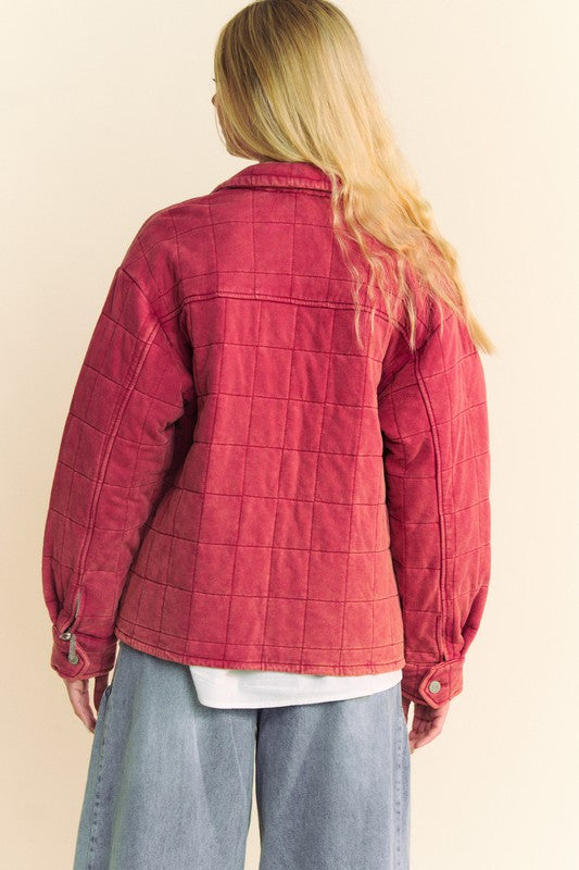 Dani Quilted Button Down Shacket with Chest Pockets