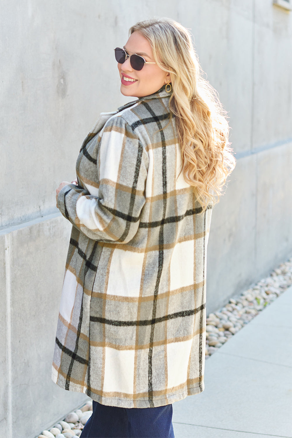 Genessa Plaid Button Up Lapel Collar Coat