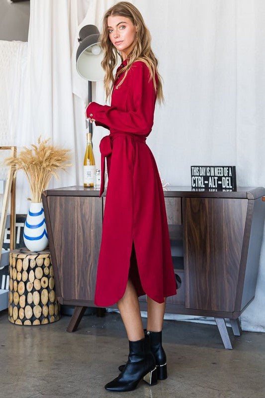 Lucy Button Down Belted Dress (Plus Size)