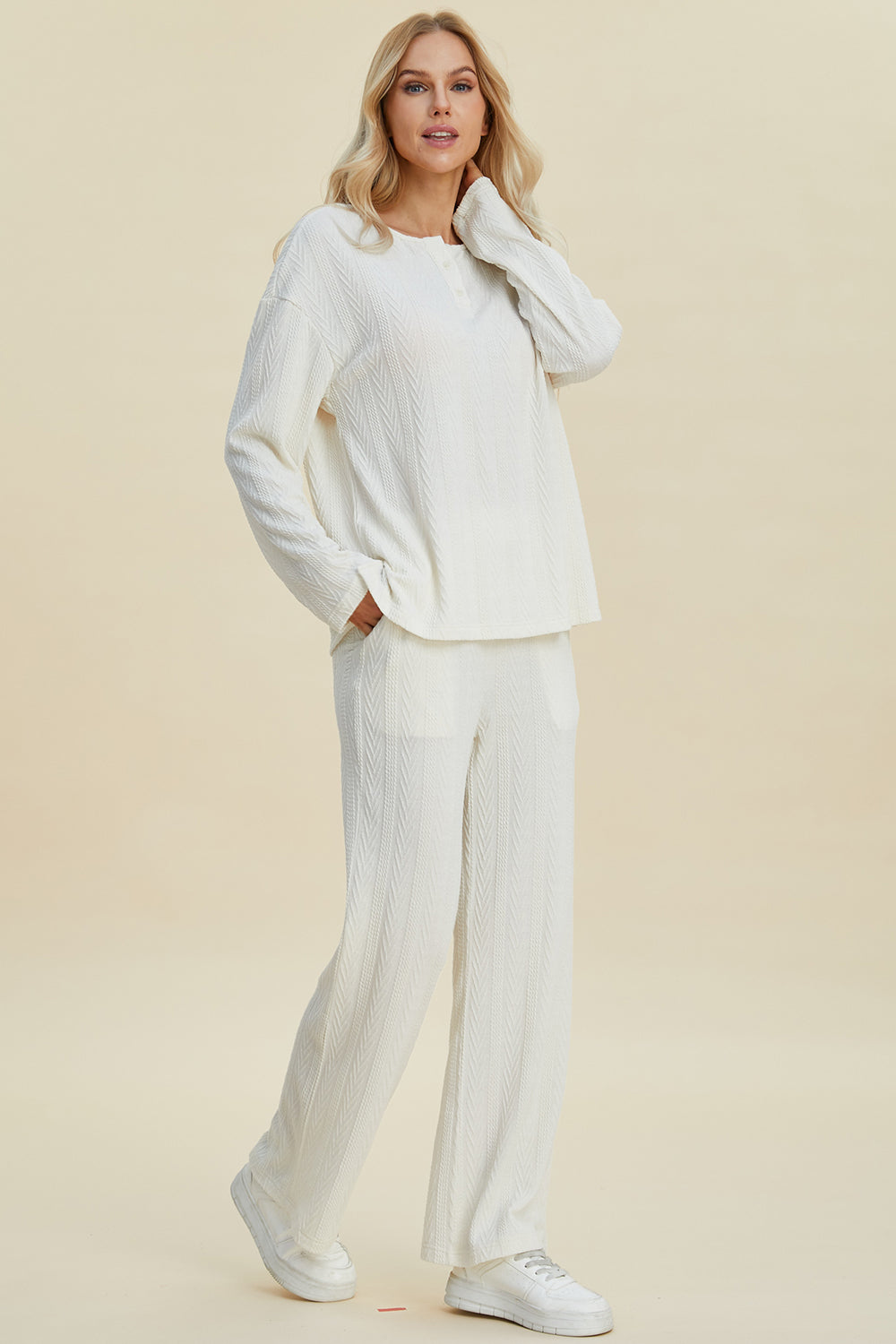 Jeni Cable-Knit Long Sleeve Top and Pants Set