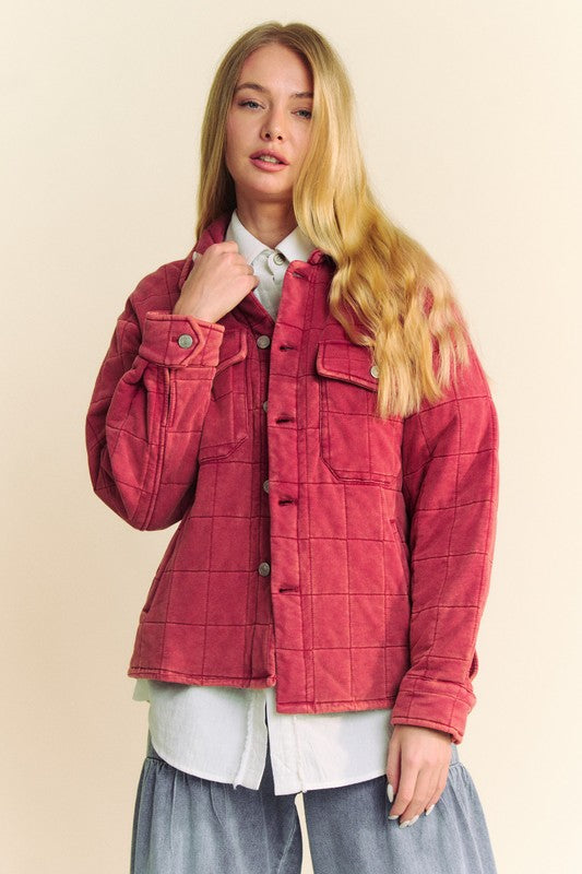 Dani Quilted Button Down Shacket with Chest Pockets