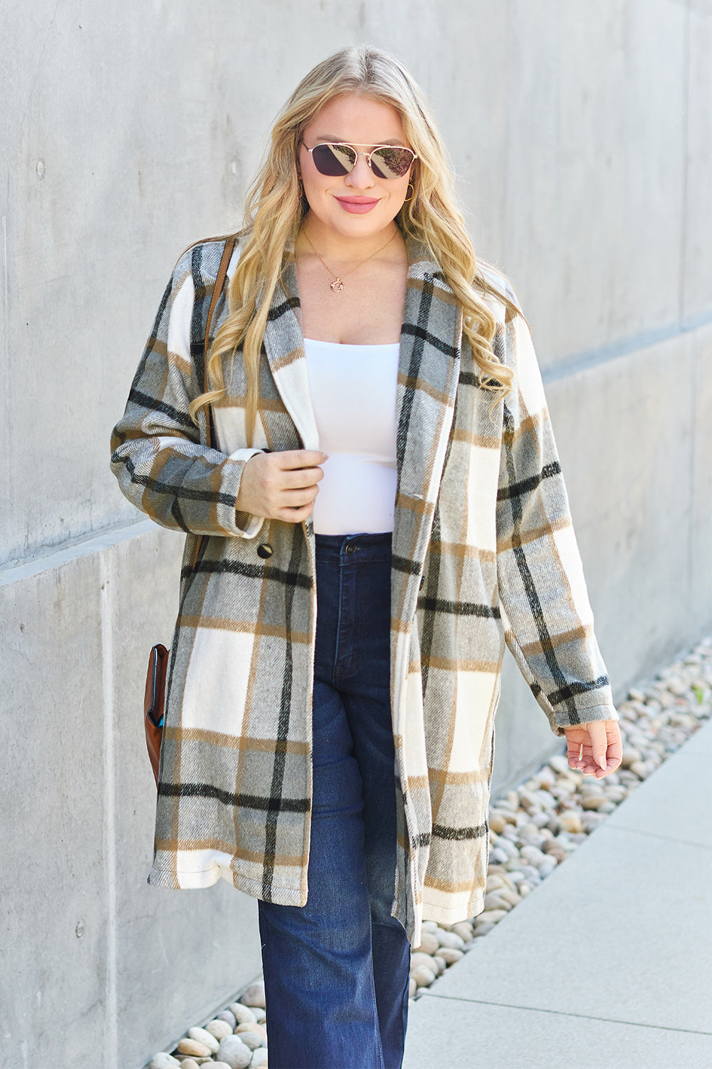 Genessa Plaid Button Up Lapel Collar Coat