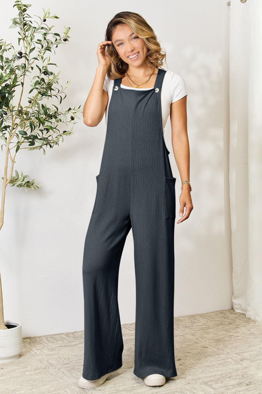 Sheri Wide Strap Overall with Pockets
