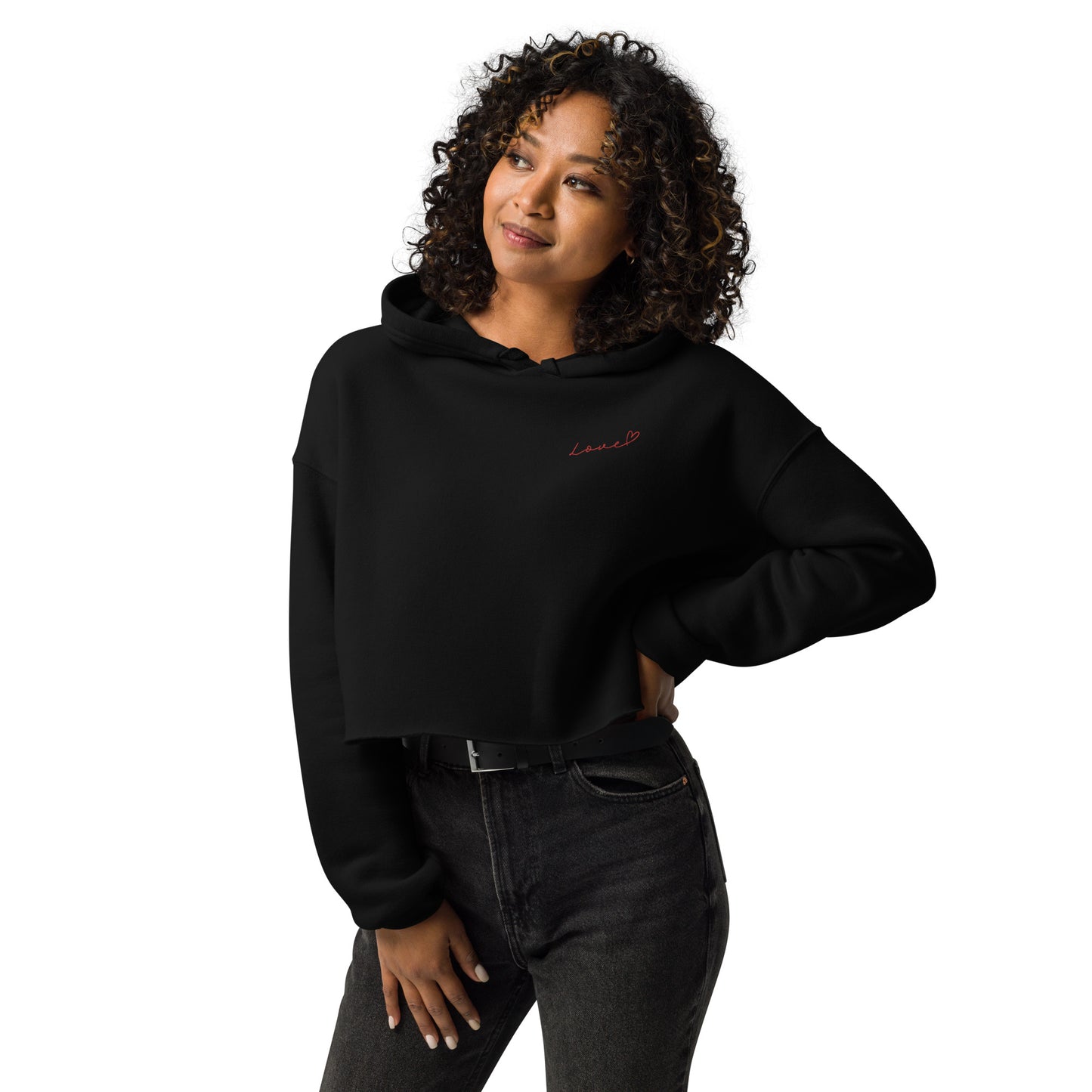 Love Embroidered Crop Hoodie