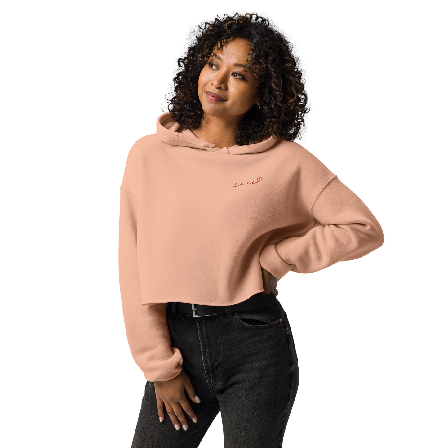 Love Embroidered Crop Hoodie