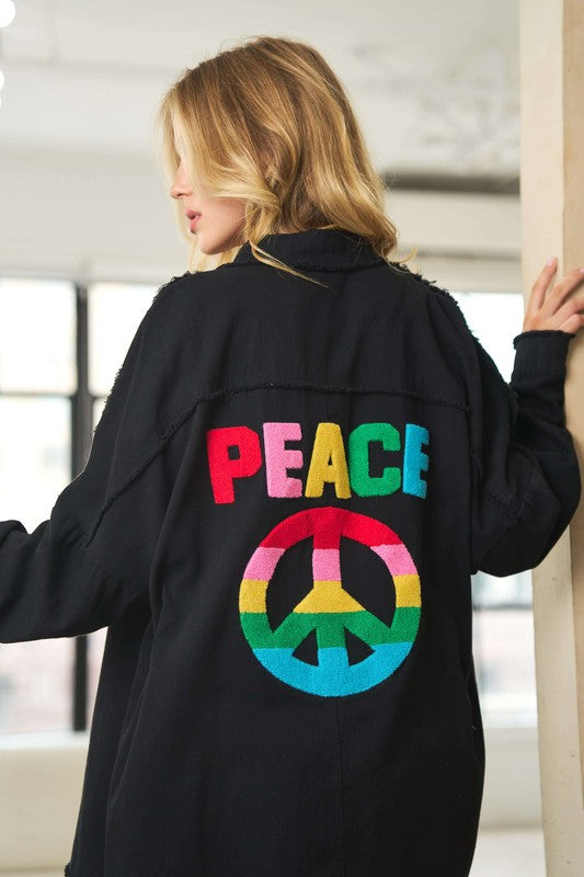 Willow Peace Symbol Button Up Shirt