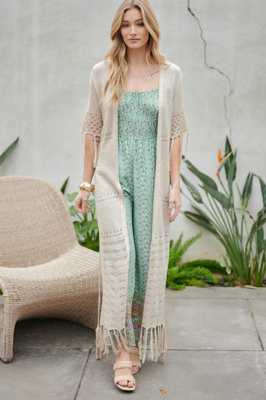 Phoebe Long Cardigan With Fringe