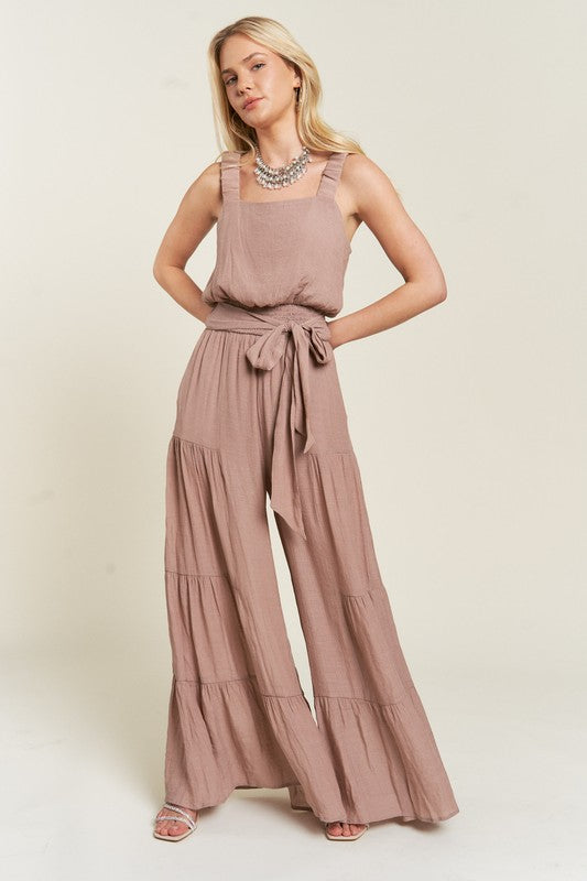 Gabbie ELASTIC STRAP TIERED JUMPSUIT