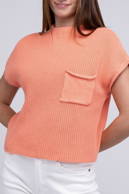 Rae Mock Neck Short Sleeve Cropped Sweater