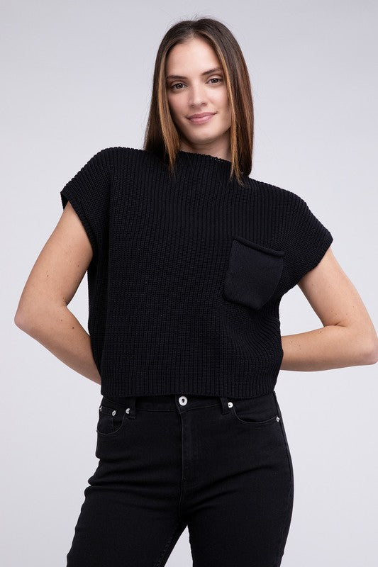 Rae Mock Neck Short Sleeve Cropped Sweater