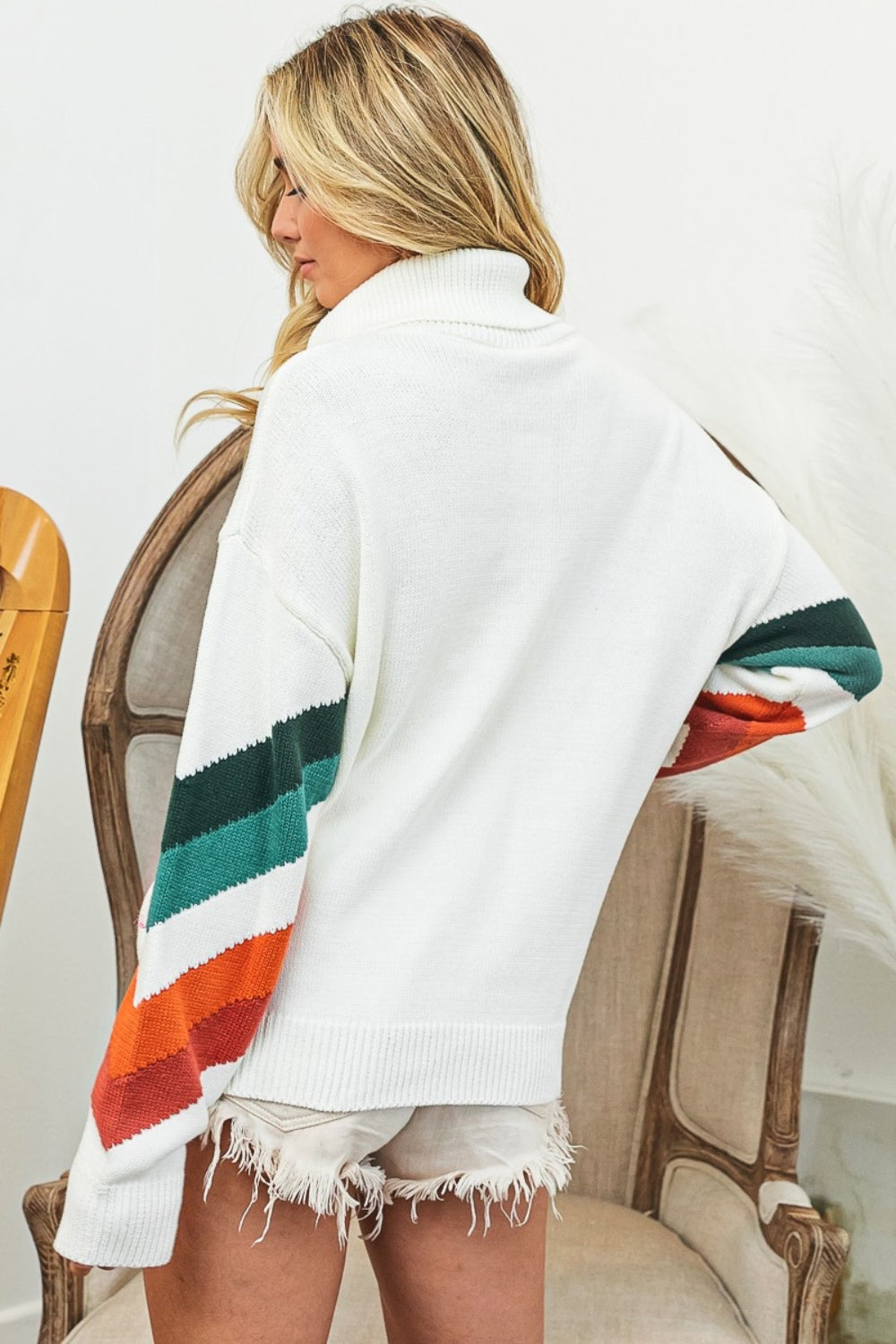 Cheryl Multi Color Chevron Pattern Sweater