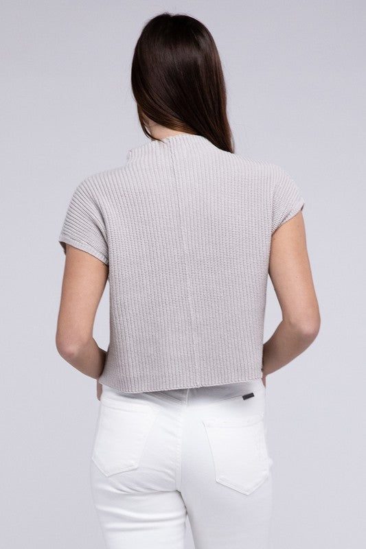 Rae Mock Neck Short Sleeve Cropped Sweater