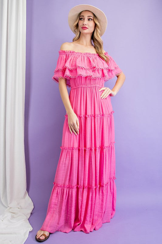 Kehlani Off the Shoulder Ruffle Maxi Dress