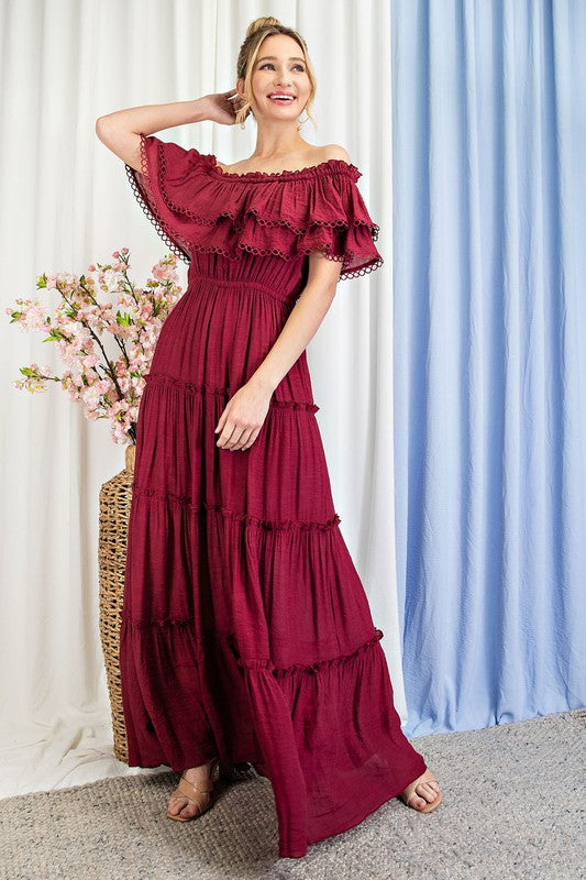 Kehlani Off the Shoulder Ruffle Maxi Dress